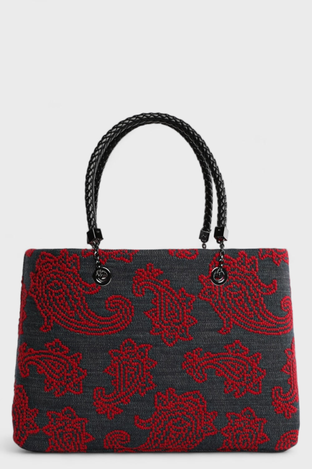 Abree Red Embroidery Denim Interchangeable Tote Bag  by TailorYourChoiceS Italian Women's Fashion Bags