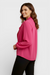 Adelina Fuchsia Pink Cowl Neck Ruffled Blouse Side View by AnnaCristy Milano Italian Women's Fashion 