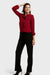 Adelina Deep Red Cowl Neck Ruffled Blouse by AnnaCristy Milano Italian Women's Fashion  Paired with Black Trouser Pants