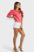 Coral Pink Puff Sleeve Blouse-Shorts Two-Piece Set by Sara Sabella Italian Women's Clothing