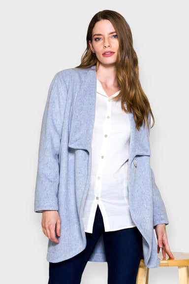Alps Soft Blue Gray Wool Coat by Marise.Eco.Couture Italian Women's Fashion