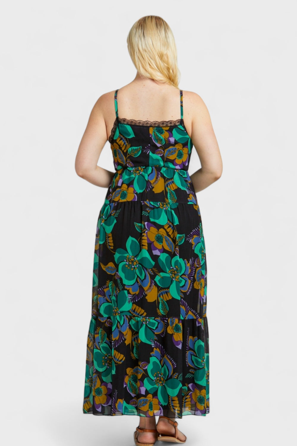 Chiffon Floral Print Tiered Maxi Summer Dress | Italian Dresses 50/ XXL Chiffon Floral Print Tiered Maxi Summer Dress | Italian Dresses 50/ XXL
