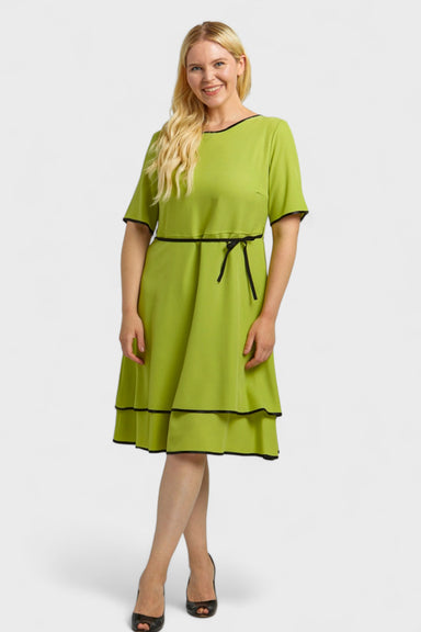 Angelia Plus Size Pistachio Green Ruffled Dress by Oltretempo Italian Women's Fashion