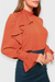 Anna Orange Ruffled Georgette Blouse Top by Sara Sabella Italian Women's Fashion Side View Closeup