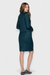 Audrey Dark Teal Blue Jacket & Skirt Suit Set by Sara Sabella Italian Women's Fashion Back View