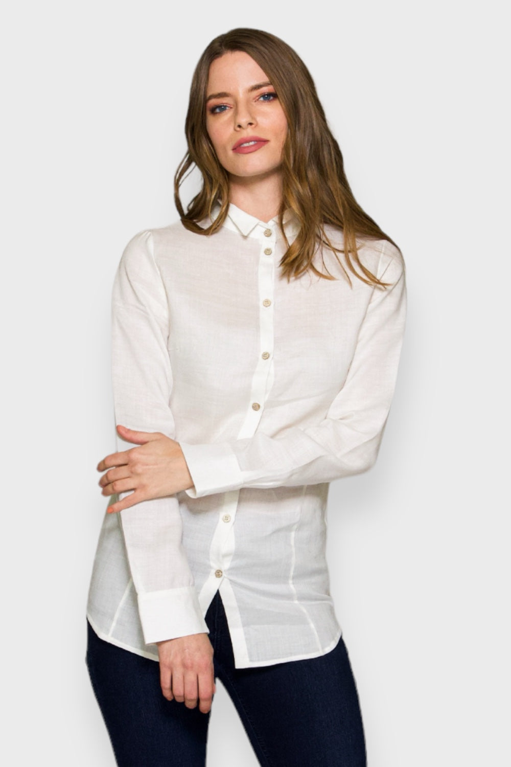 Bella Off White Button Up Long Sleeve Shirt| Italian Clothing S / White Bella Off White Button Up Long Sleeve Shirt| Italian Clothing S / White