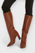 Brandy Caramel Knee High Boots on Model  by Marco Cinosi Italian Women's Shoes