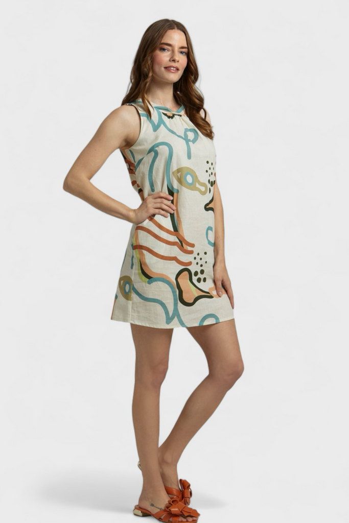 knee length dresses for ladies Rosalyn Abstract Draped Mini Dress – VICI