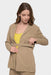 Carmella Tan Tie-Front Belted Blazer by Marise.Eco.Couture Italian Women's Fashion- Button closure view