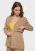 Carmella Tencel Tan Button Tie-Front Belted Blazer by Marise.Eco.Couture Italian Women's Fashion