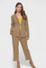 Carmella Tencel Tan Button Tie-Front Belted Blazer Paired with Andrea Cropped Pants by Marise.Eco.Couture Italian Women's Fashion