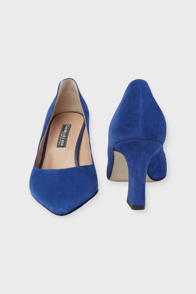 Royal Blue Suede Flared Heel Pumps byDanilo di Lea Italian Women's Shoes
