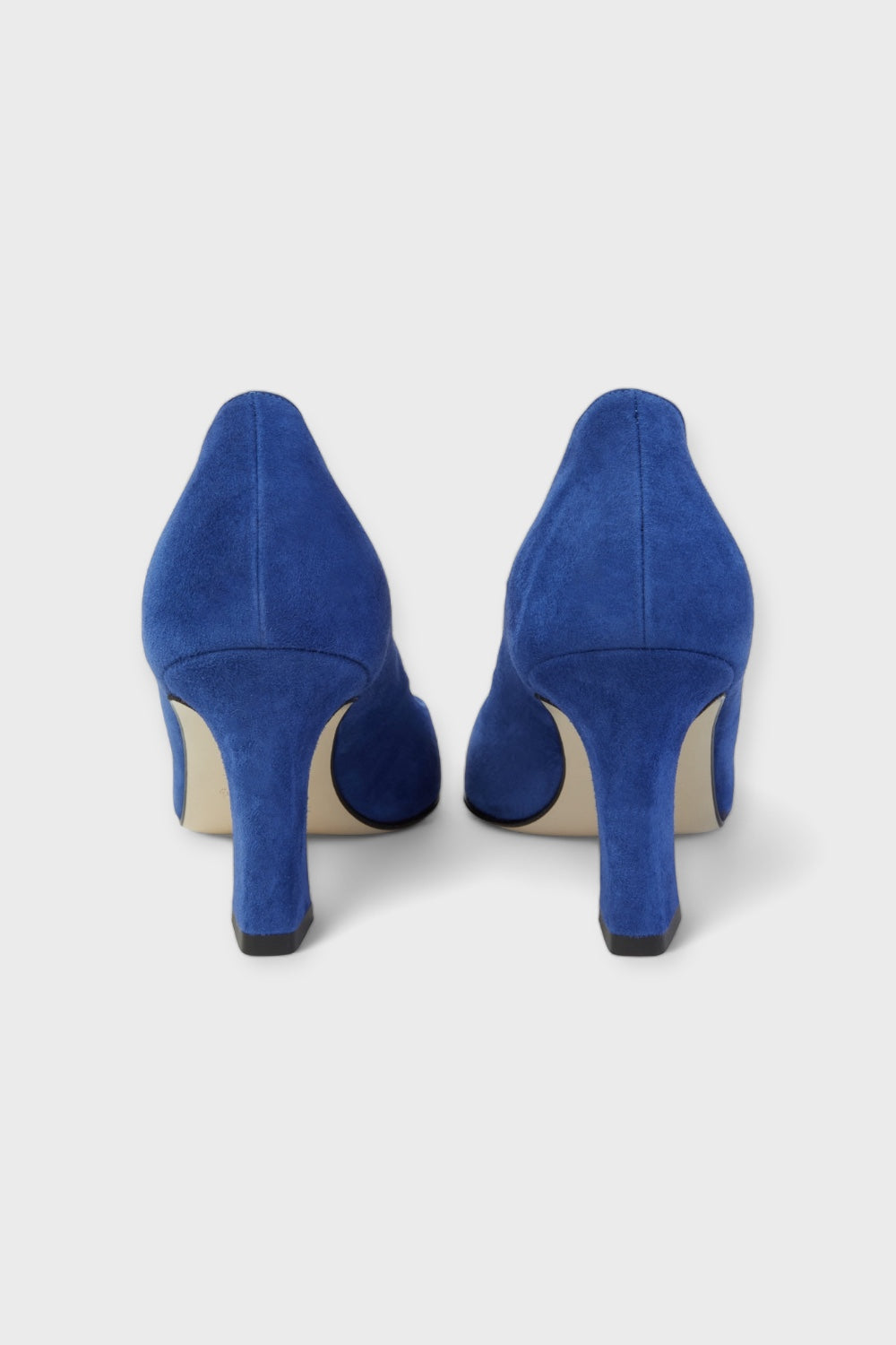 Royal Blue Suede Flared Heel Pumps