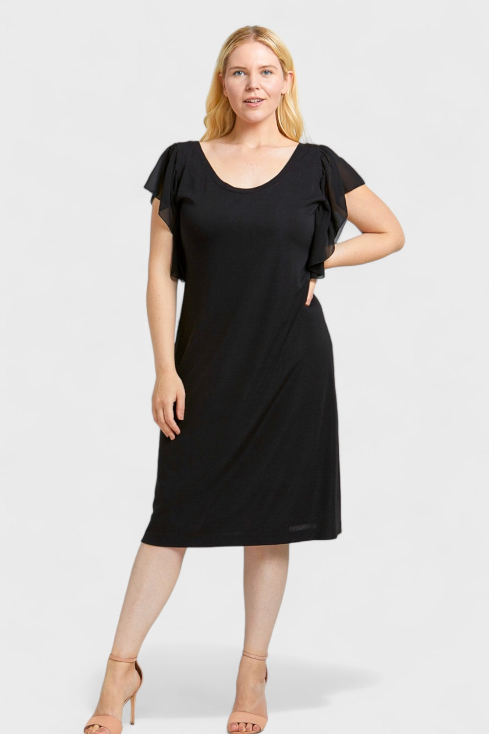 Curvy Sara Plus Size Clothing Plus Size Black Ruffled Sleeves