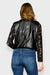 Cera Leather Studded Lace Sleeve Black Moto Jacket by AnnaCristy Milano Italian Women's Clothing