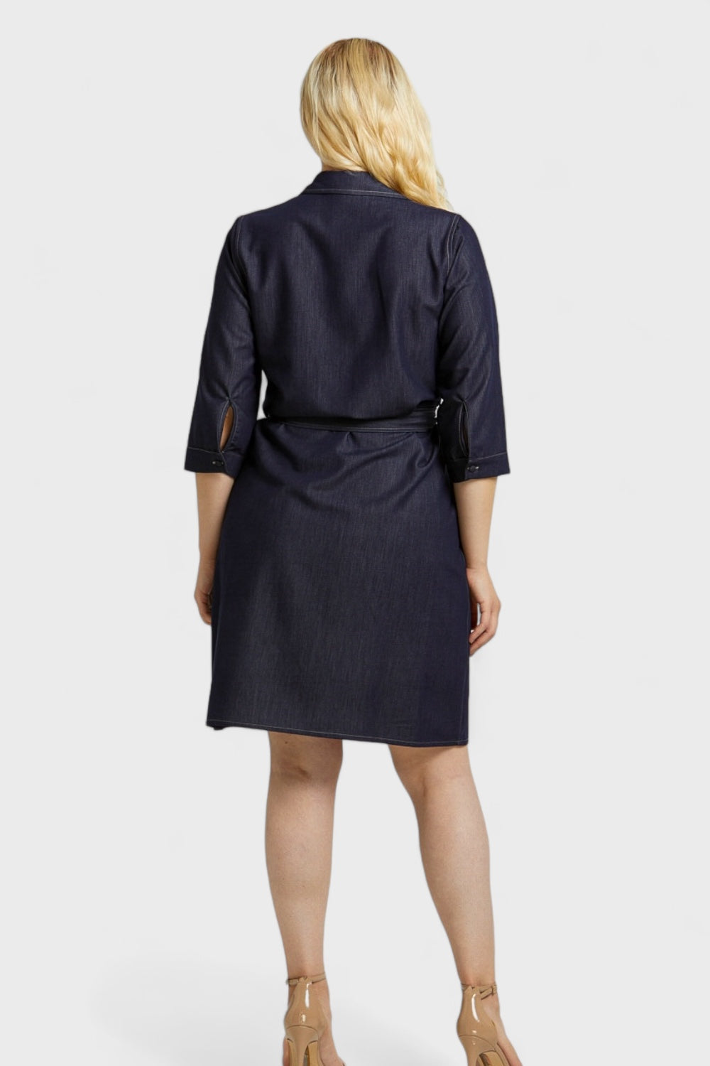 Plus Size Denim Half Button Shirt Dress | Italian Dresses 44/ US 12-14 / Navy Plus Size Denim Half Button Shirt Dress | Italian Dresses 44/ US 12-14 / Navy