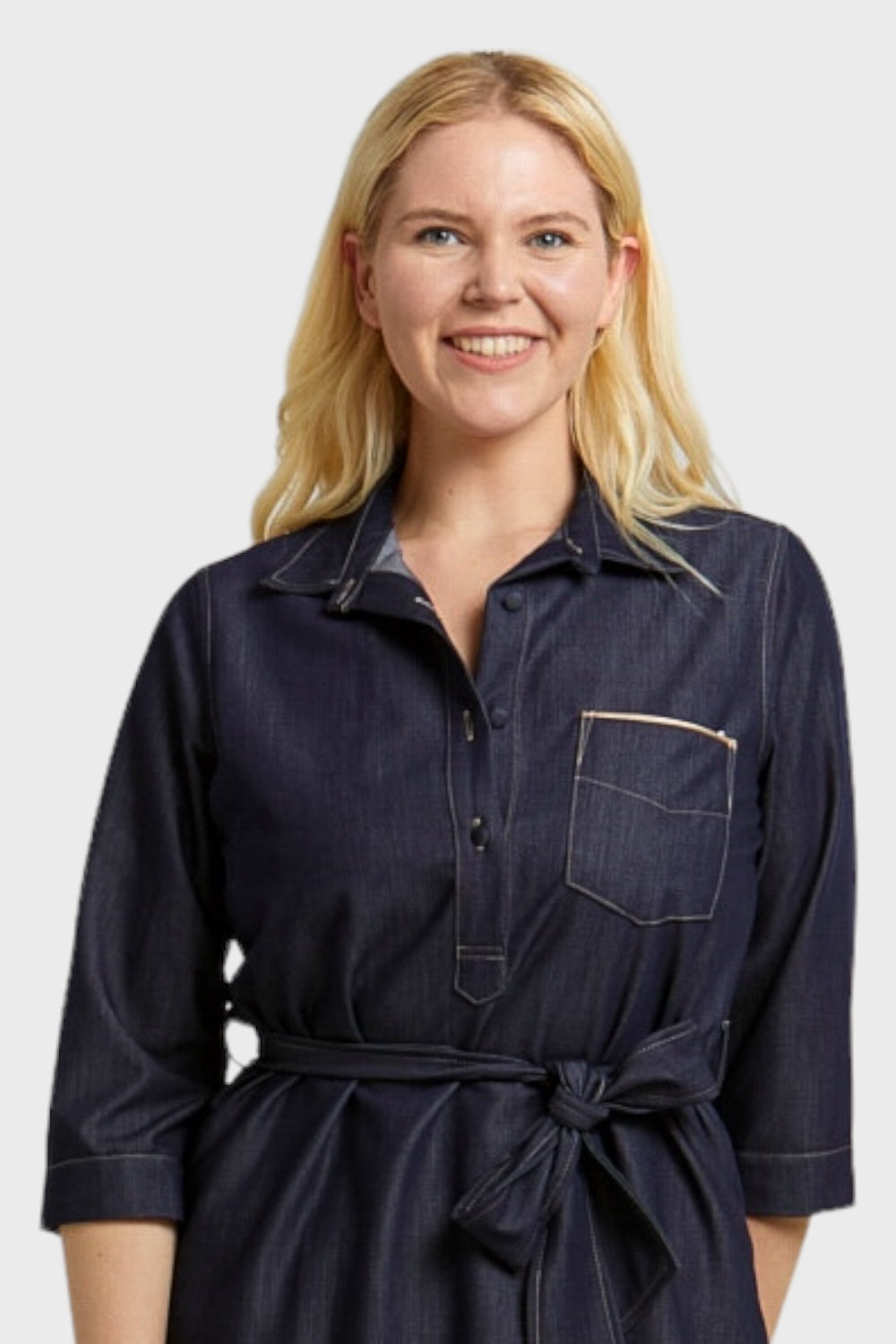 Plus Size Denim Half Button Shirt Dress | Italian Dresses 44/ US 12-14 / Navy Plus Size Denim Half Button Shirt Dress | Italian Dresses 44/ US 12-14 / Navy