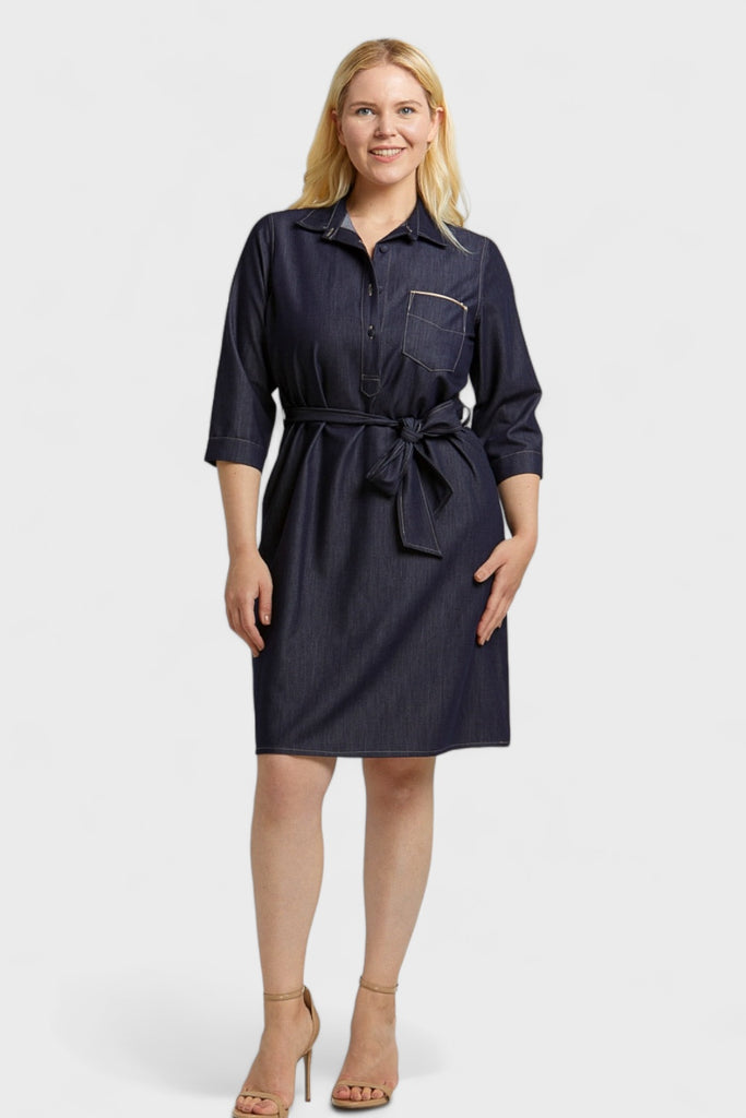 half denim shirt dress Plus Size Button ideal for weekend errands Size:28 Kate-2024/12/26 How to Choose Bridesmaid
