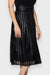 Emilia Black Lace & Leather Pleated Midi Skirt by AnnaCristy Milano Italian Women's Clothing