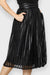 Emilia Black Lace & Leather Pleated Midi Skirt by AnnaCristy Milano Italian Women's Clothing