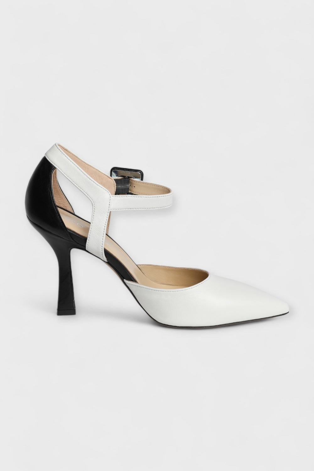 Gatsby Black White Ankle Strap Pumps Italian Women's Shoes