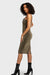 Giada Metallic Spaghetti Strap Bodycon Midi Dress by Christine Bi Italian Women's Fashion