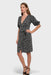Giulia Black & Silver Surplice Belted Wrap Dress by Christine Bi, made in Italy
