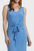 Isabella Blue Tie Waist Maxi Dress Front Knot Zoomed in