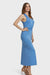 Isabella Blue Tie Waist Maxi Dress by Marise.Eco.Couture Italian Women's Fashion