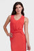 Isabella Red Tie Waist Maxi Dress Front Knot Zoomed In