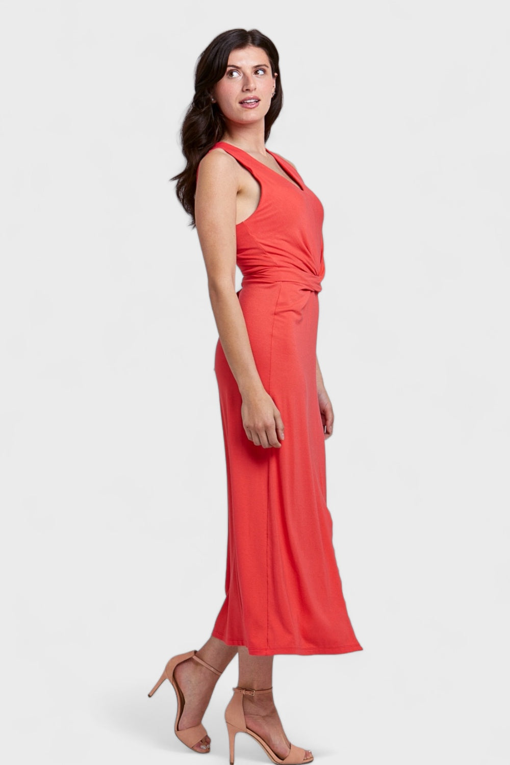 Red Tie Waist Maxi Dress in Organic Viscose | Italian Dresses Shops From Italy Red Tie Waist Maxi Dress in Organic Viscose | Italian Dresses Shops From Italy