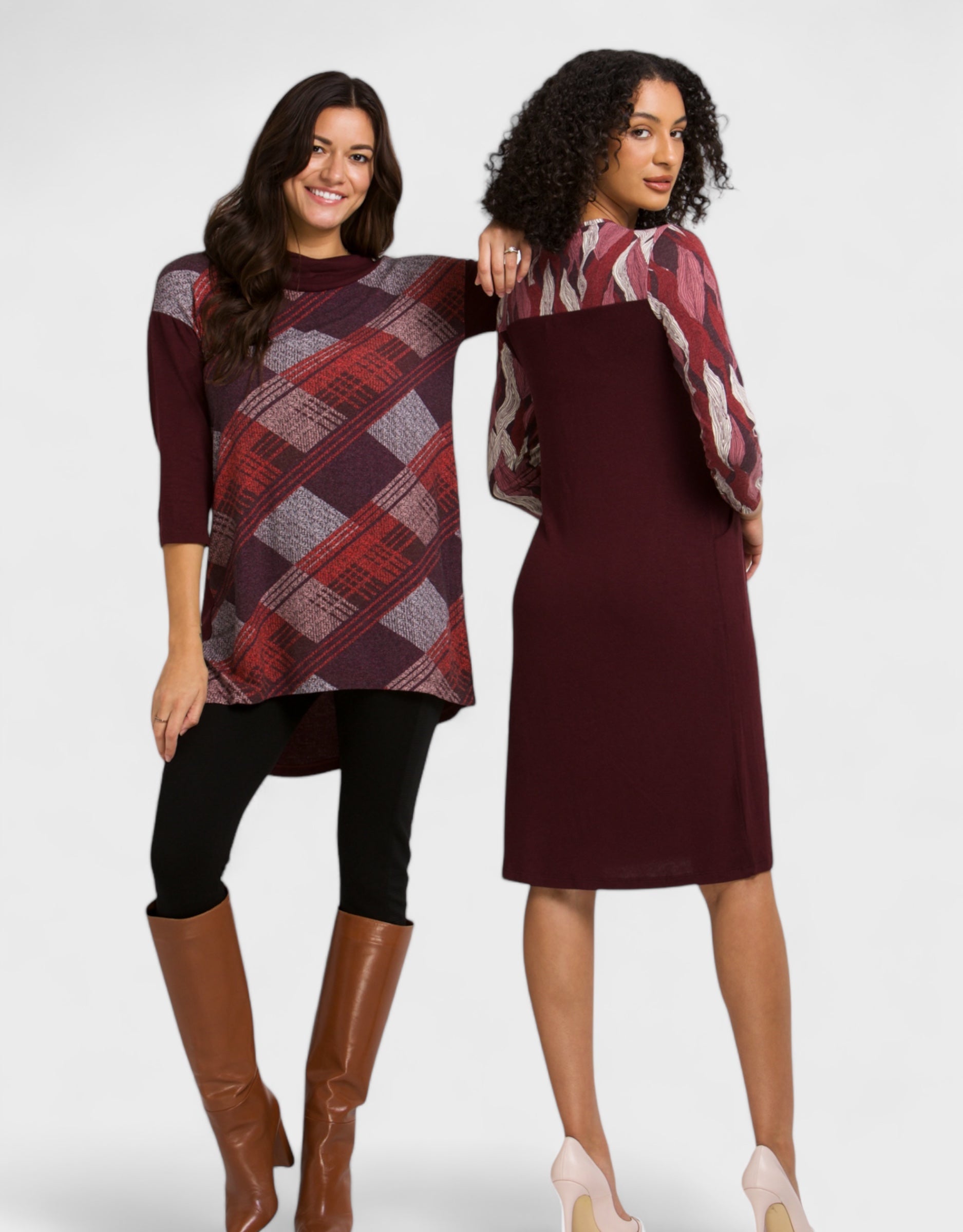 Jana Burgundy Patterned Jersey Dress | Italian Dresses Small / Burgundy Jana Burgundy Patterned Jersey Dress | Italian Dresses Small / Burgundy