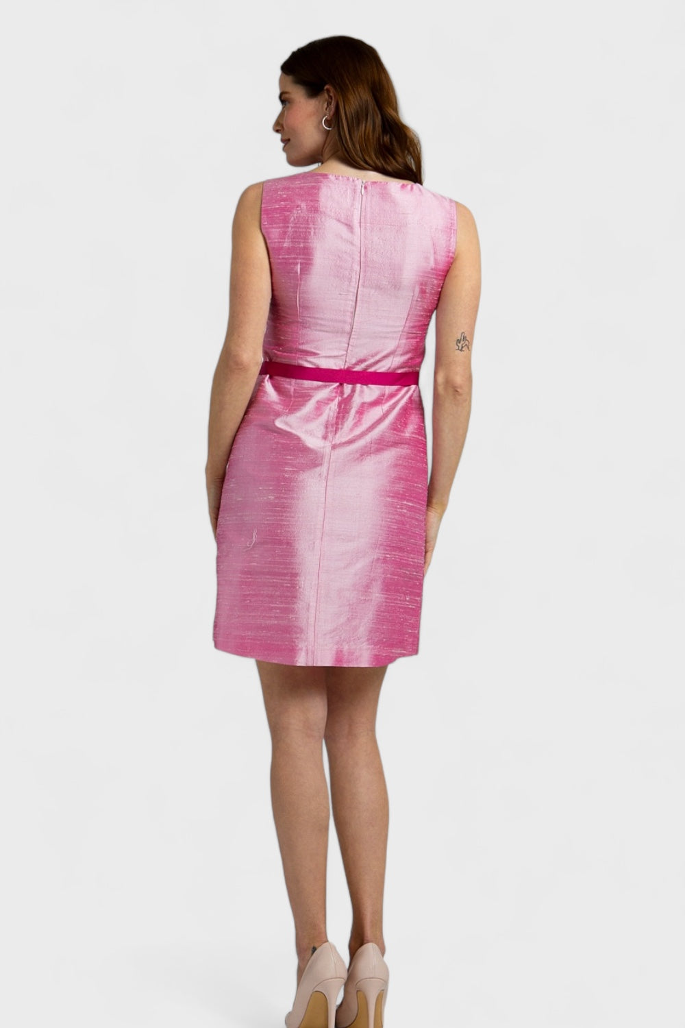 Lia Pink Silk A-Line Shift Dress by Sara Sabella Italian Women's Fashion
