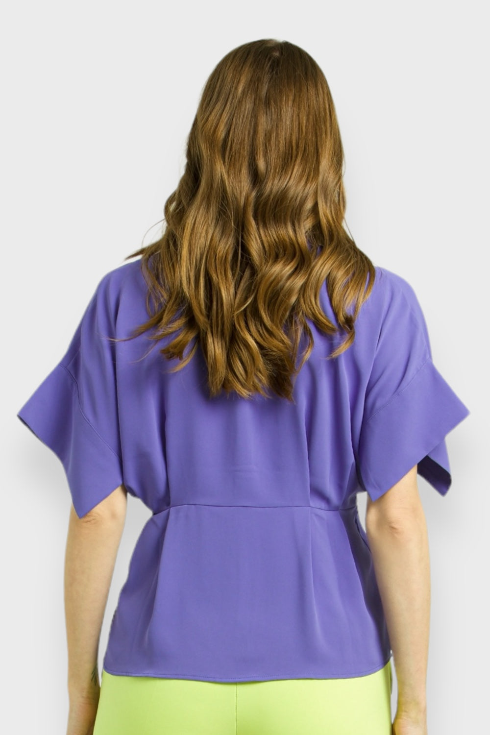 Lilac Short Sleeves Peplum Blouse Top by Enhle Italian Women's Clothing