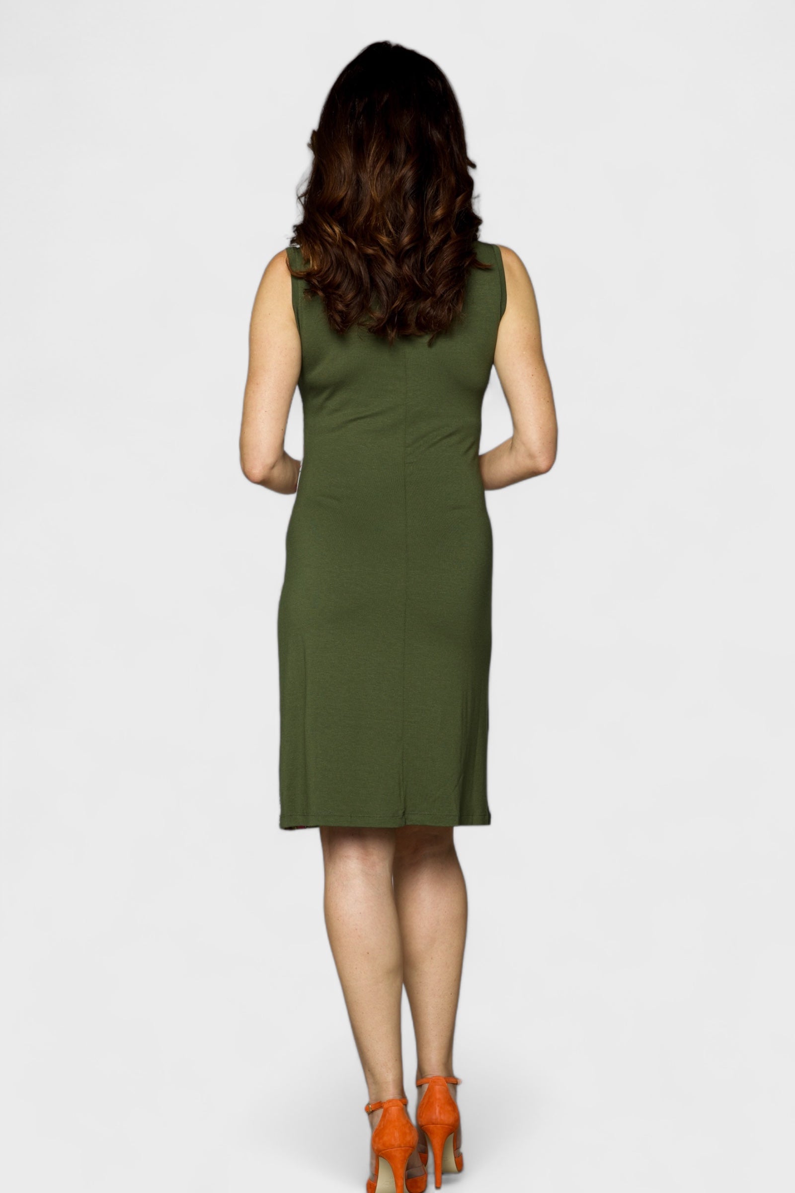 Viscose Shift Dress with Olive & White Floral Print | Italian Dresses 44/ US 8 / Green Viscose Shift Dress with Olive & White Floral Print | Italian Dresses 44/ US 8 / Green
