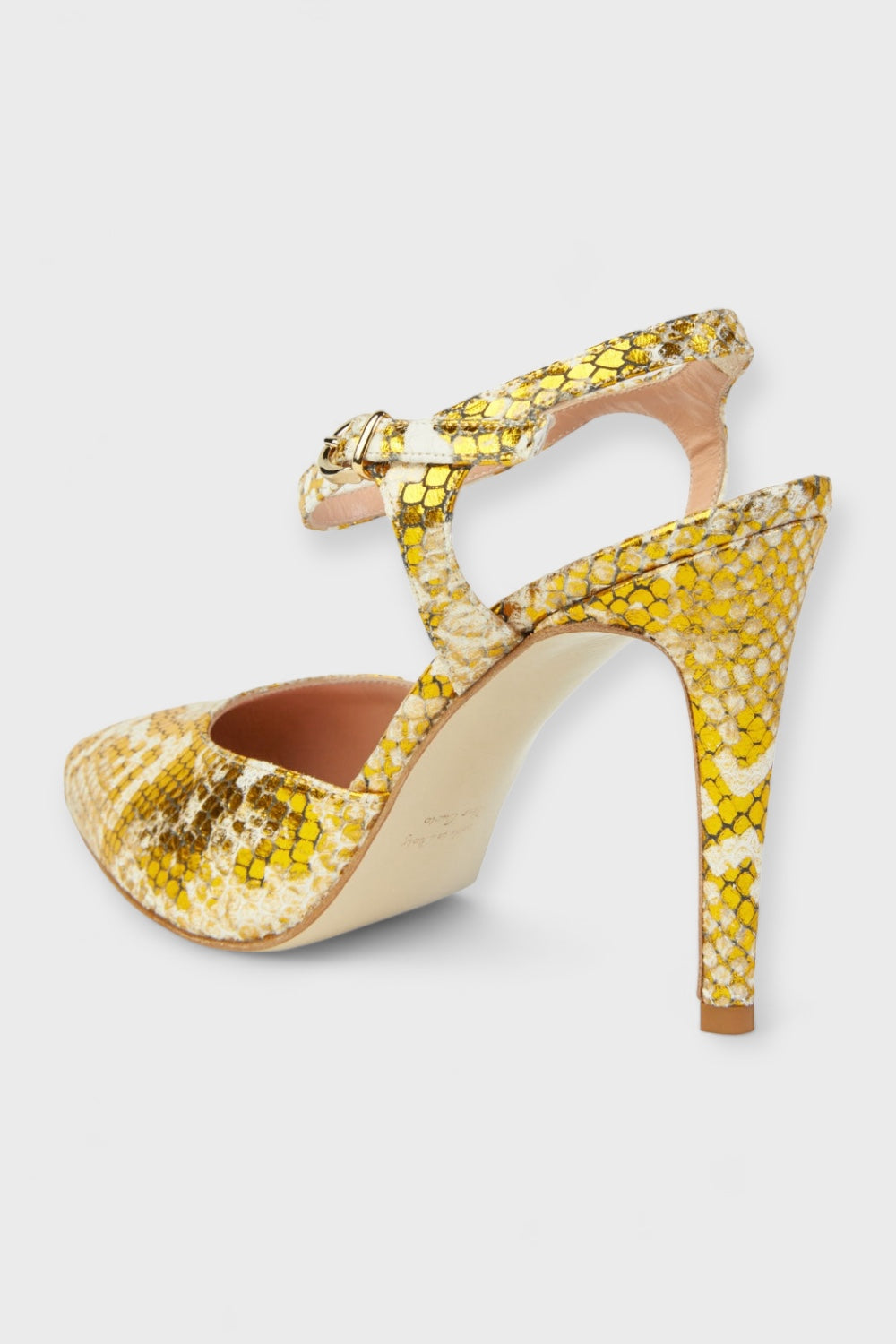 Maci Gold Python-Embossed Leather Pumps by Danilo di Lea Italian Women's Shoes