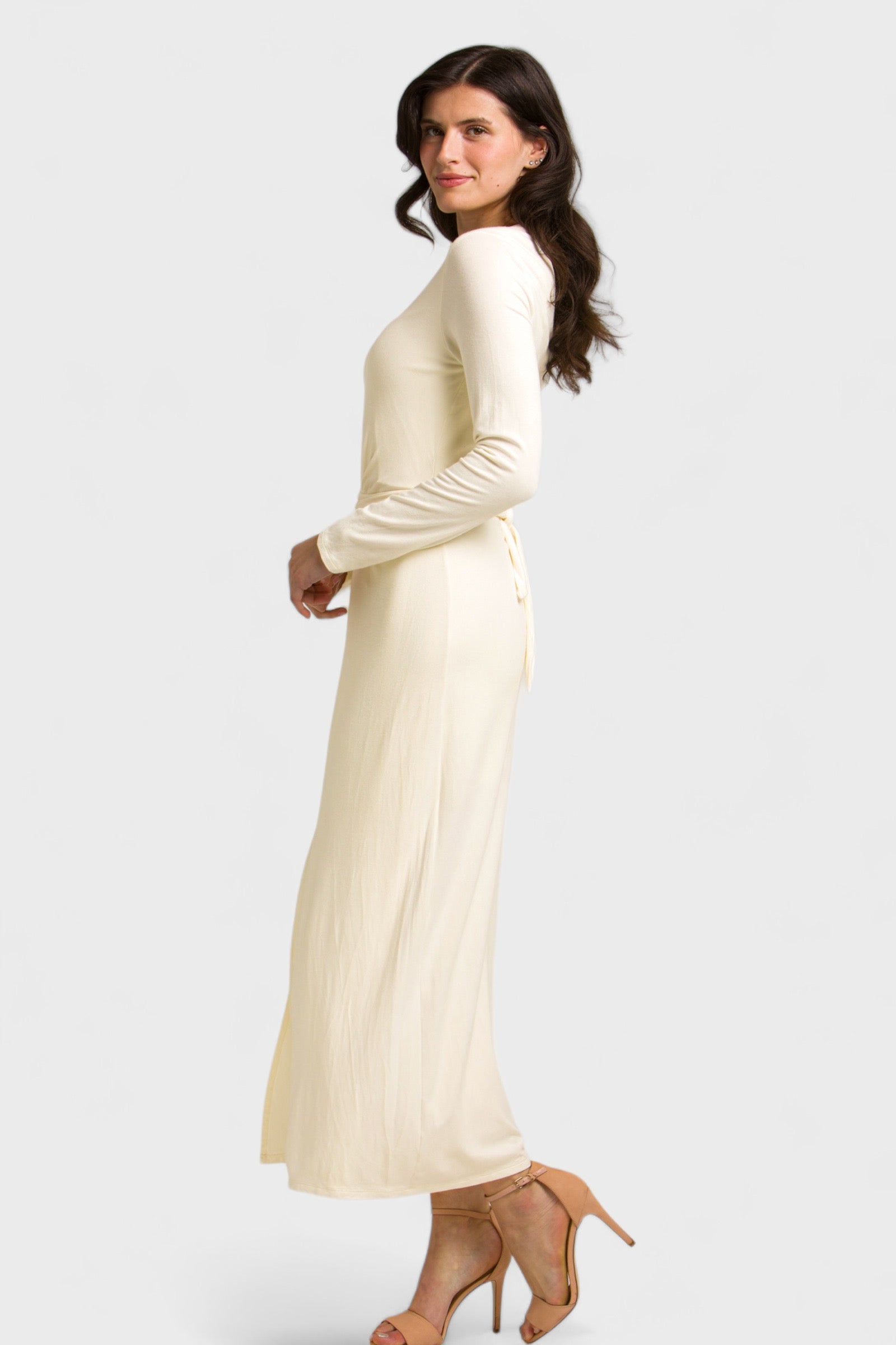 Elegant Ivory Bamboo Maxi Dress | Italian Dresses Medium / Ivory Elegant Ivory Bamboo Maxi Dress | Italian Dresses Medium / Ivory