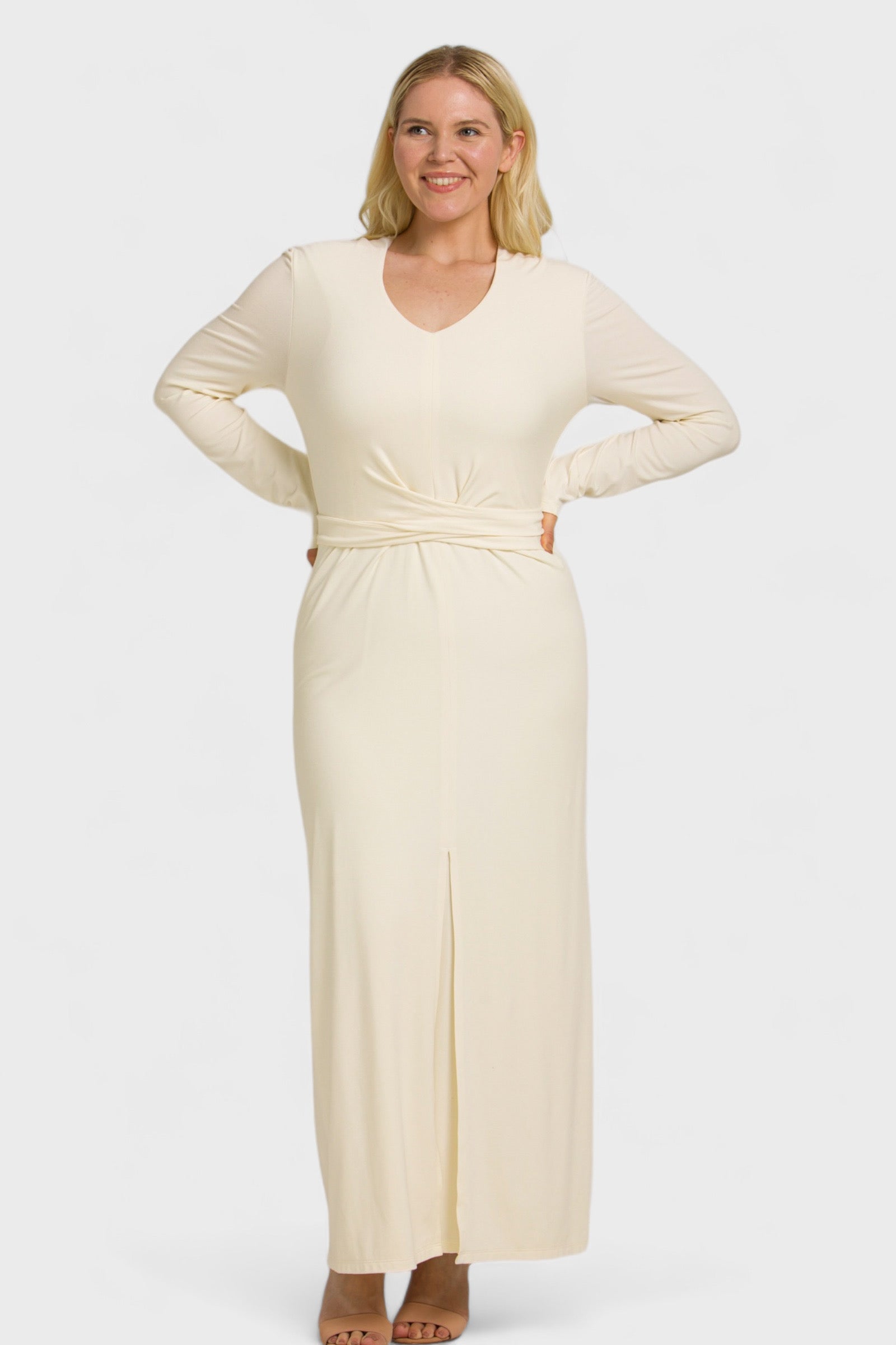Www Italian Plus Size Women Suits Dress Elegant Ivory Bamboo Maxi