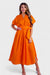 Marianna Orange Linen Belted Maxi Dress by Sara Sabella Italian Women's Fashion