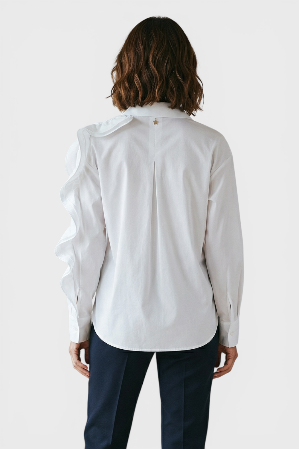 Matilde White Button Up Shirt Blouse Back view by Souvenir Italian Women's Clothing