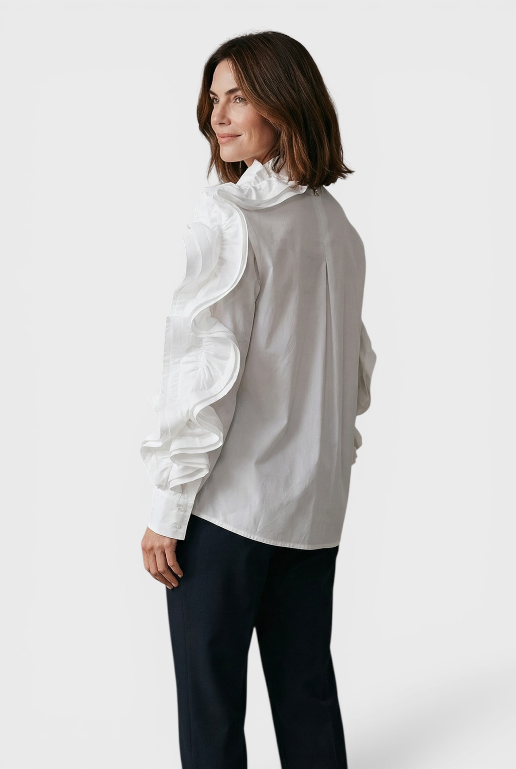 Matilde White Button Up Shirt Blouse Side view 1 by Souvenir Italian Women's Clothing