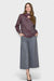 Mauve Open Mock Neck Blouse Top by Marise.Eco.Couture Italian Women's Clothing Paired with Milan Wide-Leg Pants