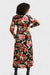 Natalia Black Floral Print Long Sleeves Wrap Dress by AnnaCristy Milano Italian Women's Fashion