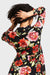 Natalia Black Floral Print Long Sleeves Wrap Dress by AnnaCristy Milano Italian Women's Fashion