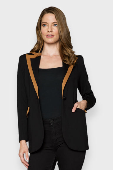 Nella Black Tailored Notched Lapel Blazer by AnnaCristy Milano Italian Women's Clothing