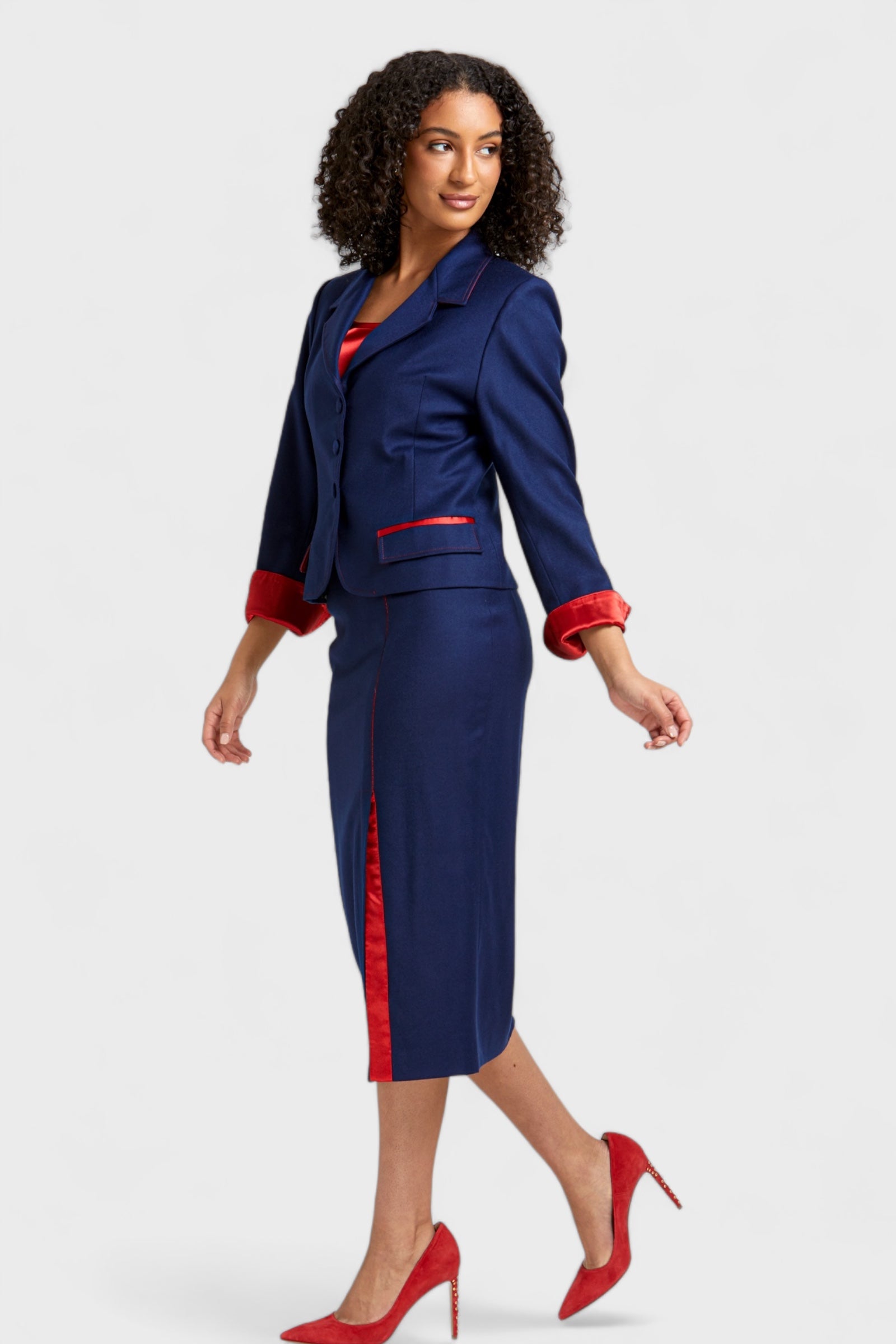 Ravenna Blue Jacket & Skirt Suit Set | Italian Clothing — Shops