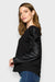 Renata Black Leather Puff Sleeve Blouse To by AnnaCristy Milano Italian Women's Clothing
