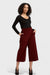 Burgundy Corduroy Cropped High Rise Wide-Leg Pants  by Marise.Eco.Couture Italian Women's Fashion