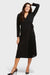 Sofia Black Pleated Long Sleeve Wrap Dress by Cristina Gavioli Italian Women's Fashion