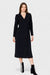 Sofia Black Pleated Long Sleeve Wrap Dress by Cristina Gavioli Italian Women's Fashion Paired with Python Print Boots